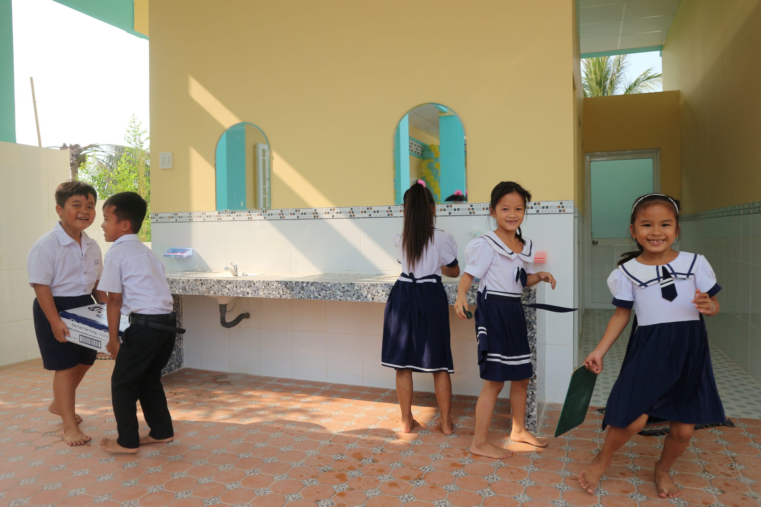 Children washing hands